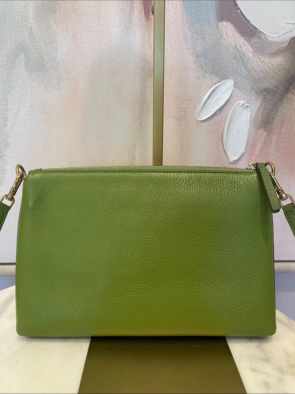 Tory Burch Green Pebbled Leather Crossbody